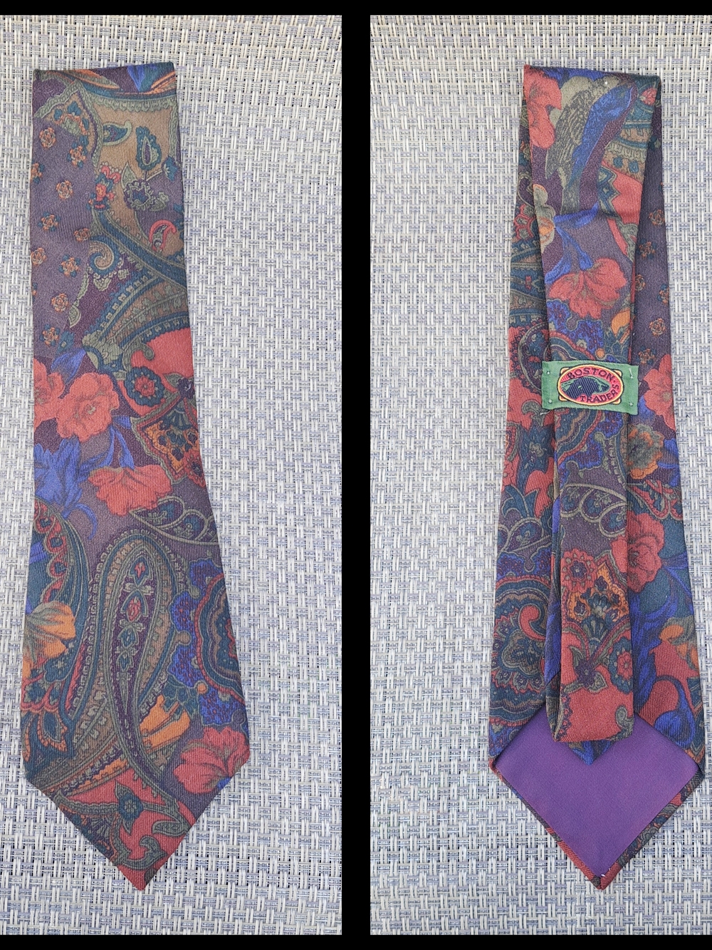 Boston Traders Purple, Red & Blue Paisley Floral Silk Tie